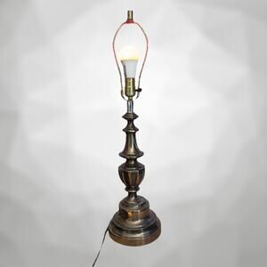 Vintage 70's Heavy Weight Solid Brass MCM Table Lamp 27.5” - Leviton - 👀